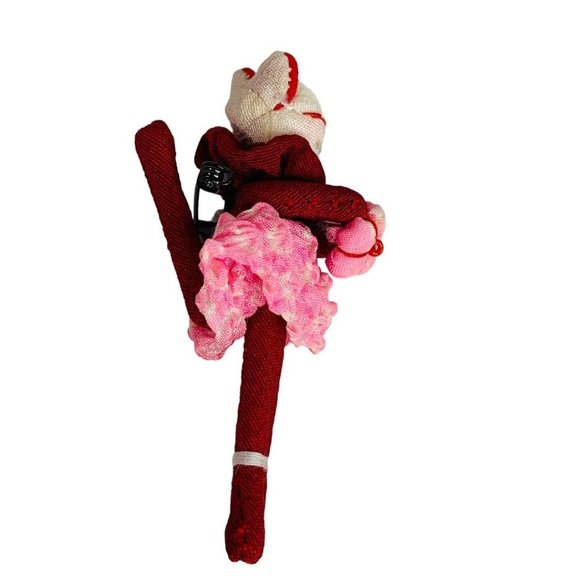 Vintage Cloth Mouse in Tutu Pin Red Pink 2.25" Ballerina - Picture 3 of 5